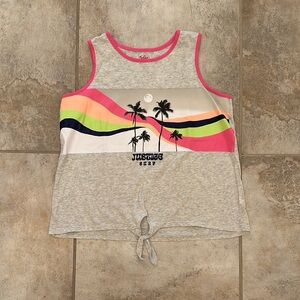 Justice Glitter Gray and Pink Tropical Tank Top Size XL 16/18 Plus